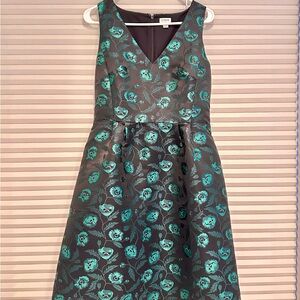 J. Crew Dark Green Patterned Dress